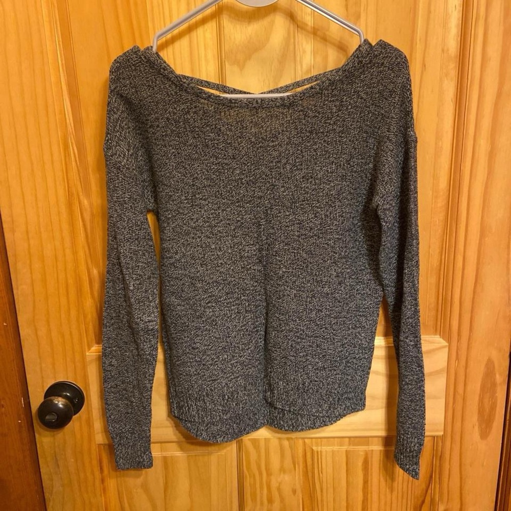 SO Women's Charcoal Crew Neck Sweater w/ Strappy Back